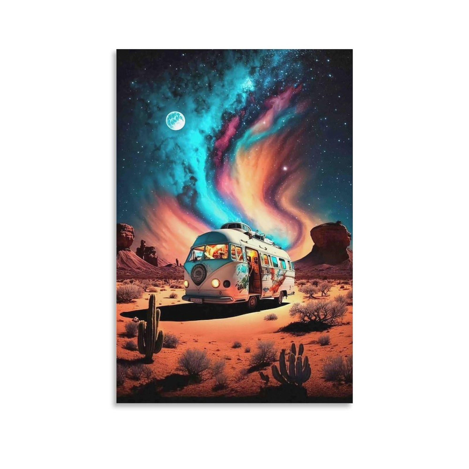 DHBANEIOK Desert Van Adventure Wall Decor Poster Giclee Canvas Prints Modern Wall Art Picture Wall Hanging for Bathroom Wall Decor 12x18inch(30x45cm)