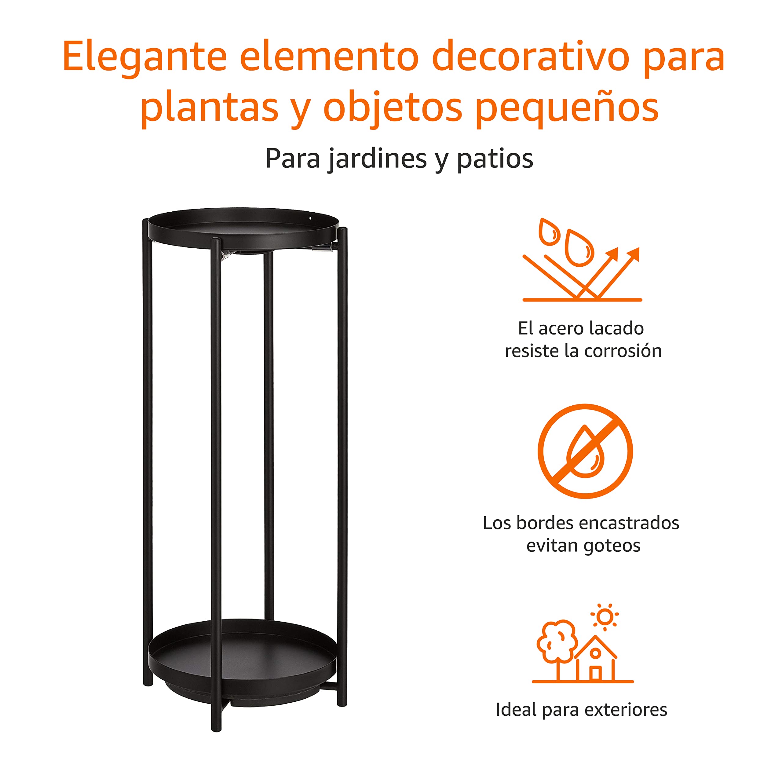 Amazon Basics Redondo Jardinera en negro