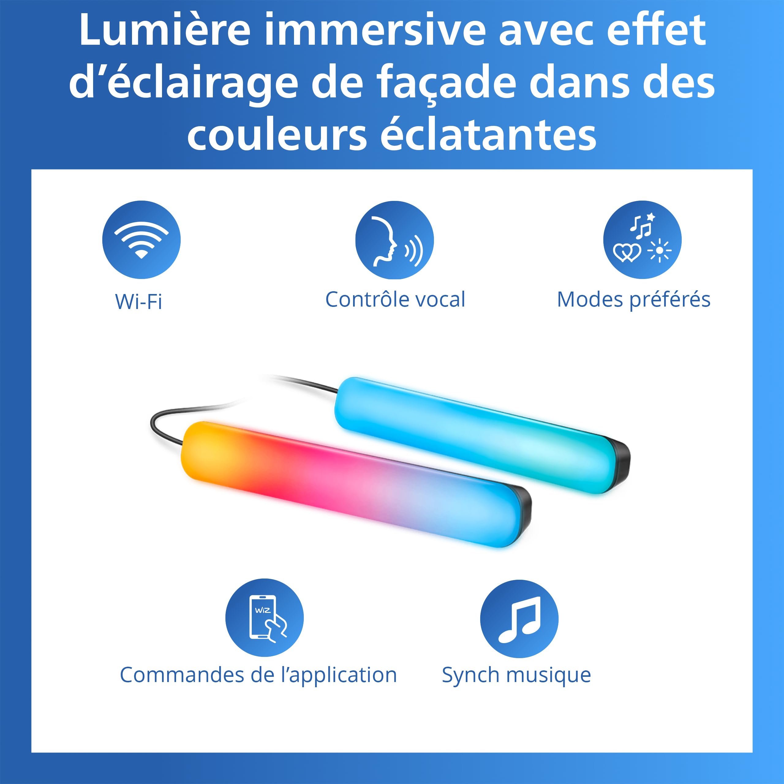 Philips Smart LED, Ampoule Connectée LED en verre RGB GU10, 345 lm, Lumière Couleur et Blanc Réglable 2200-6500 K, Gradation Faible, Connected by WiZ, Alexa, Google Home, Apple Home, Pack de 3
