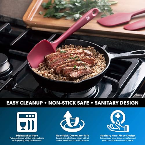 Miniatura 10 de DI ORO - Espátula de cuchara de silicona resistente al calor de 600 F, raspador de silicona grande sin BPA, utensilios de cocina antiadherentes,