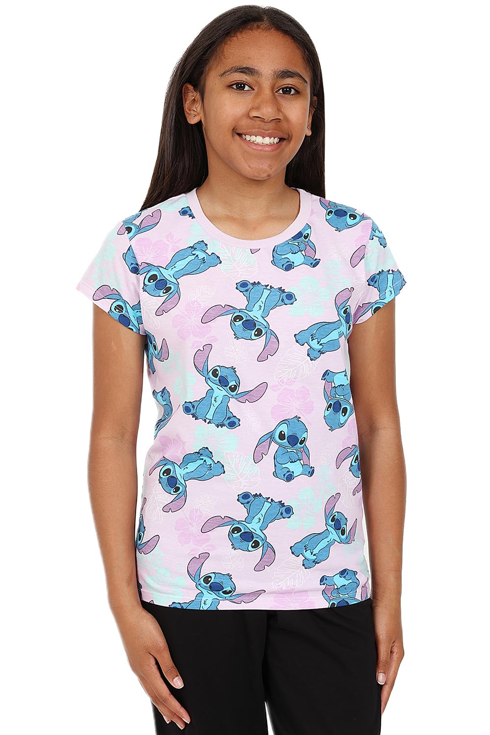Disney Lot de 3 t-Shirts Lilo et Stitch pour Filles Angel Haut d'été Manches Courtes