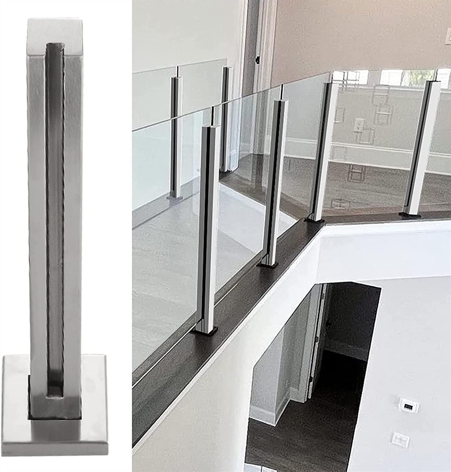 Clôture et poteaux de balustrade en verre pour sécuriser une mezzanine ouverte