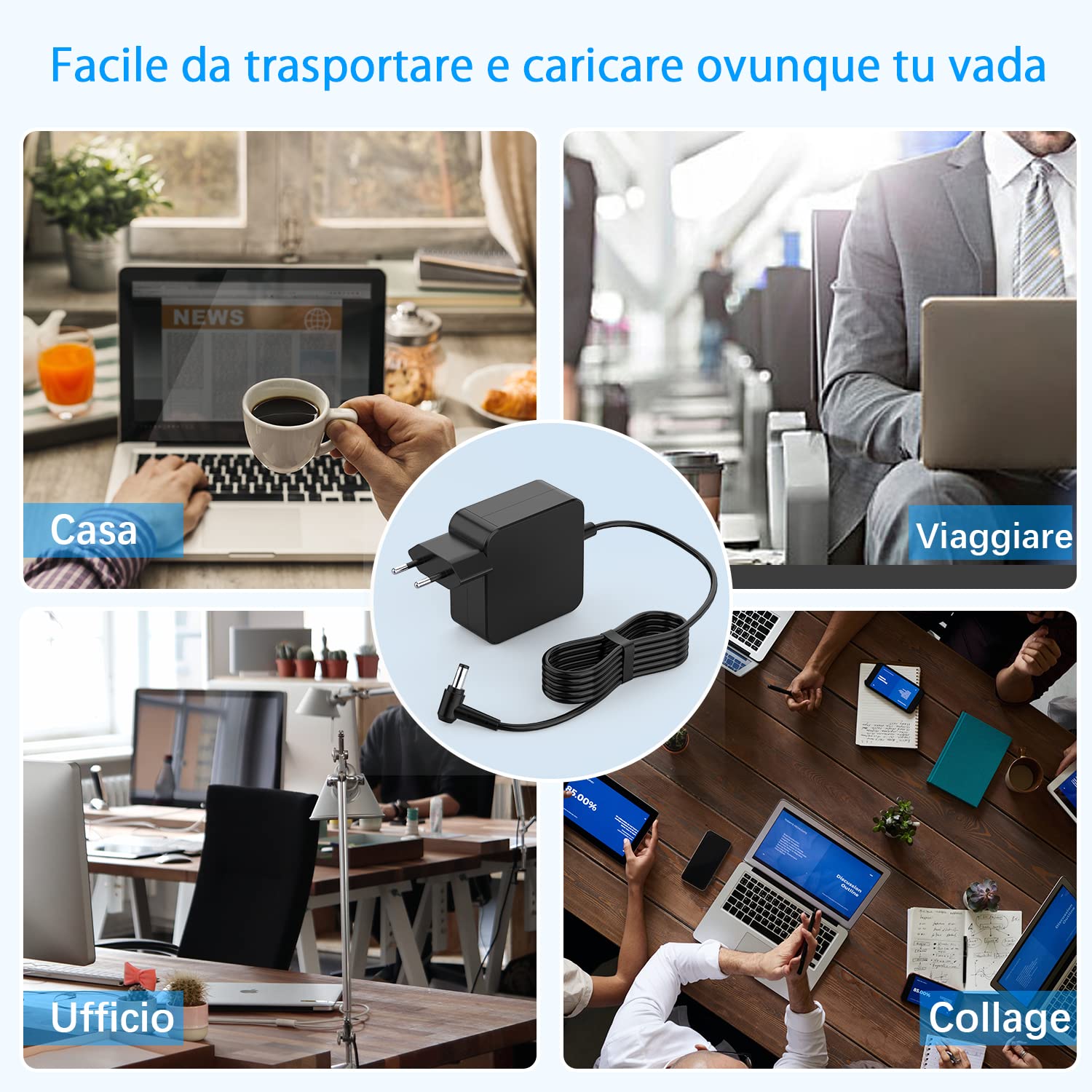 45W Caricatore Asus PC Portatile 19V 2,37A Alimentatore per Asus VivoBook 14 15 S14 S15 F556U F553M F541U F512D F510U F509 TP301UA Zenbook UX330 UX305 UX310 UX360 UX410 Caricabatterie Notebook