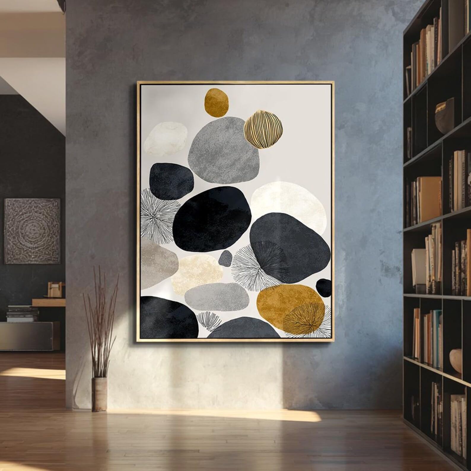 Modern Hallway Decor, Japandi Canvas Wall Art, Portrait Wabi Sabi Abstract Painting, Large Minimalist Posters and Prints(70x100cm/Frameless)