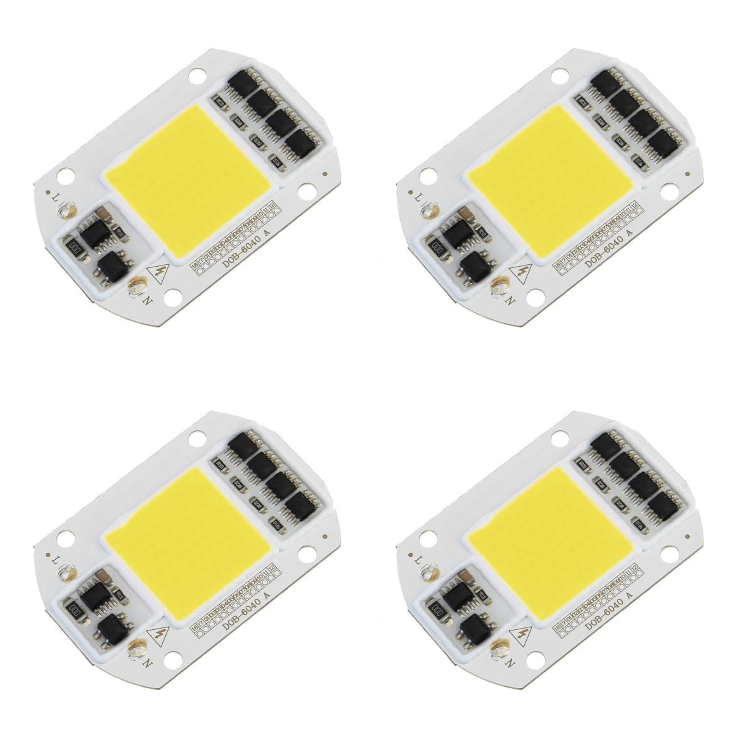 Luvik 50 Watt AC G4 LED Chip High Power 50 W AC 220 V COB LED Lamp Diode Chip For Spot Searchlight White (Pack Of 4)