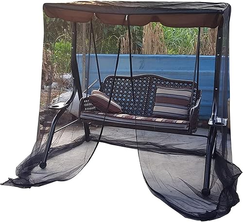 Miniatura 9 de Mosquitera para columpio, al aire libre con apertura de cremallera y techo impermeable, mosquitera para porche (3 plazas, 49.2 x 72.8 x 80.7