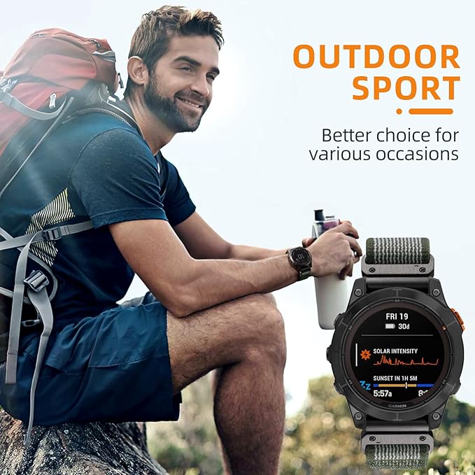 Correa de 26 mm de nailon compatible con Garmin Fenix 8 51 mm miniatura 2