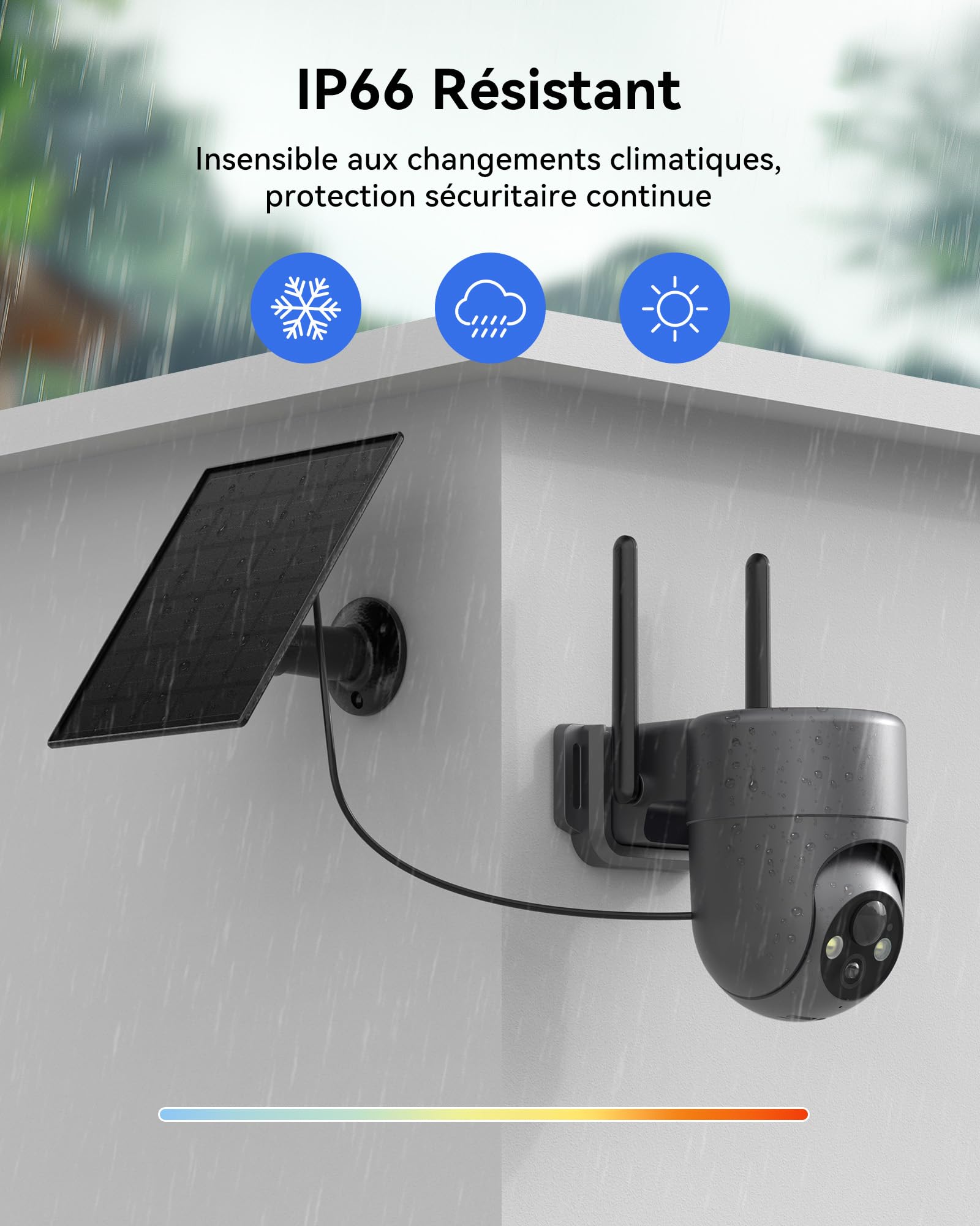 2K Caméra Surveillance WiFi Exterieure sans Fil Solaire 2 PCS | 2,4 GHz Caméra Extérieur Batterie avec Panneau Solaire 360° PTZ, Vision Nocturne Couleur, Détection PIR, Audio Bidirectionnel
