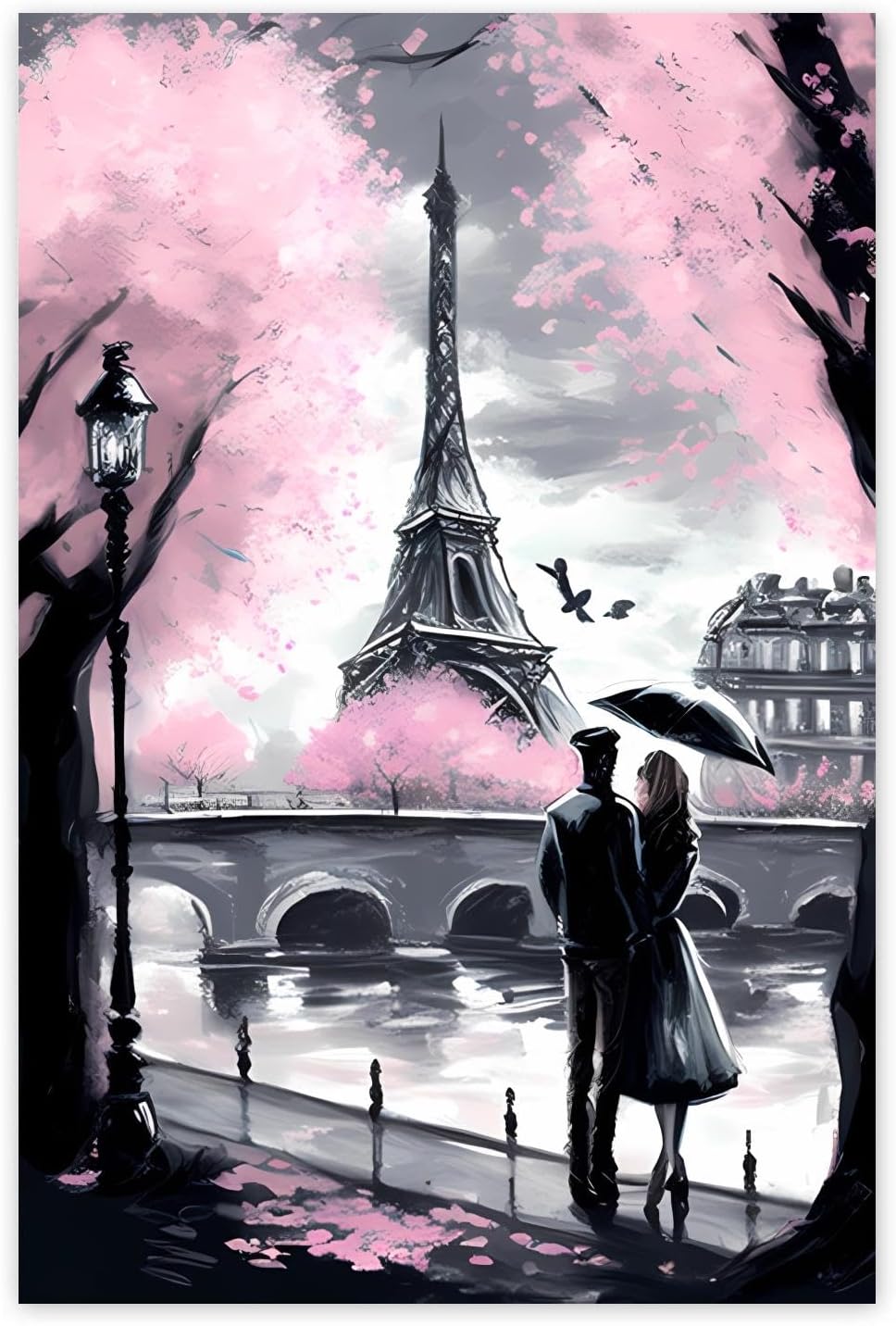 Worihut 5D DIY Diamond Painting by Number Kits Full Drilled Round Home Decor Painting Cross Stitch Embroidery Spring Paris for Adults 20x24 Inch