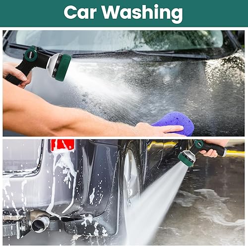 Miniatura 7 de Boquilla de manguera de jardín resistente, boquilla rociadora de manguera de agua con control de flujo de pulgar, 10 patrones de pulverización,