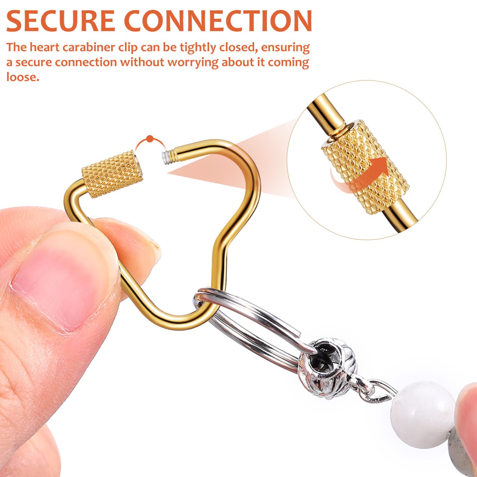 SEWACC 4 pcs Heart Shaped Carabiners Stainless Steel Carabiner Clip Key Carabiner Heart Keychain Clips for Jewelry Handbag
