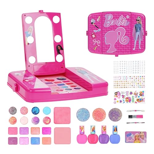 Barbie Beauty Vanity Set with Light-Up Mirror, Includes Lip Gloss,