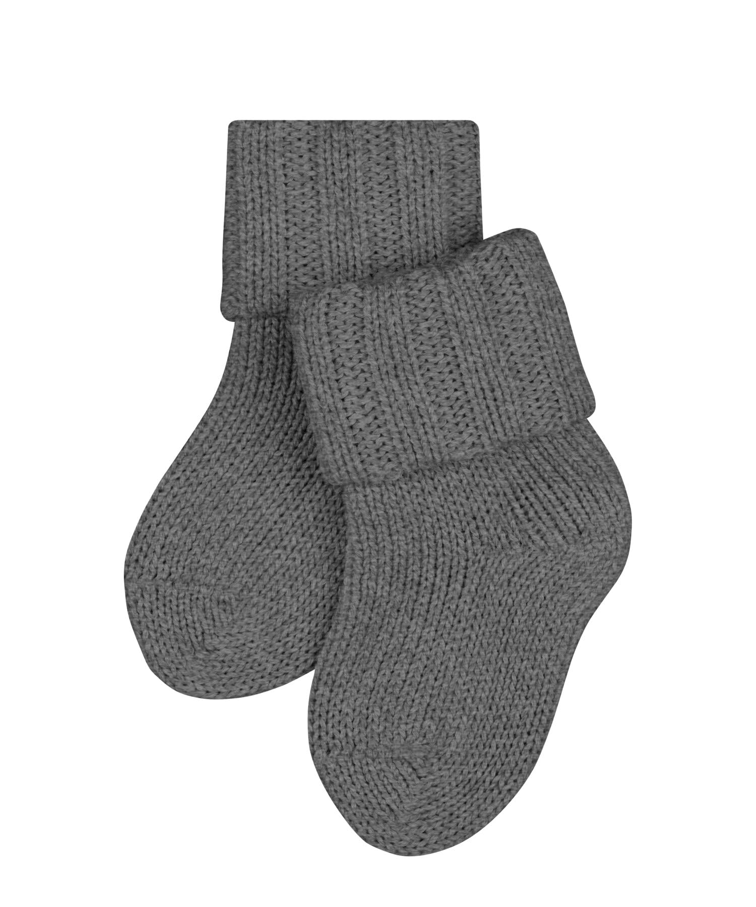 FALKE Unisex Baby Flausch B So Wool Cotton Plain Socks 1 Pair, Grey Light Melange 3390, 12-18 months