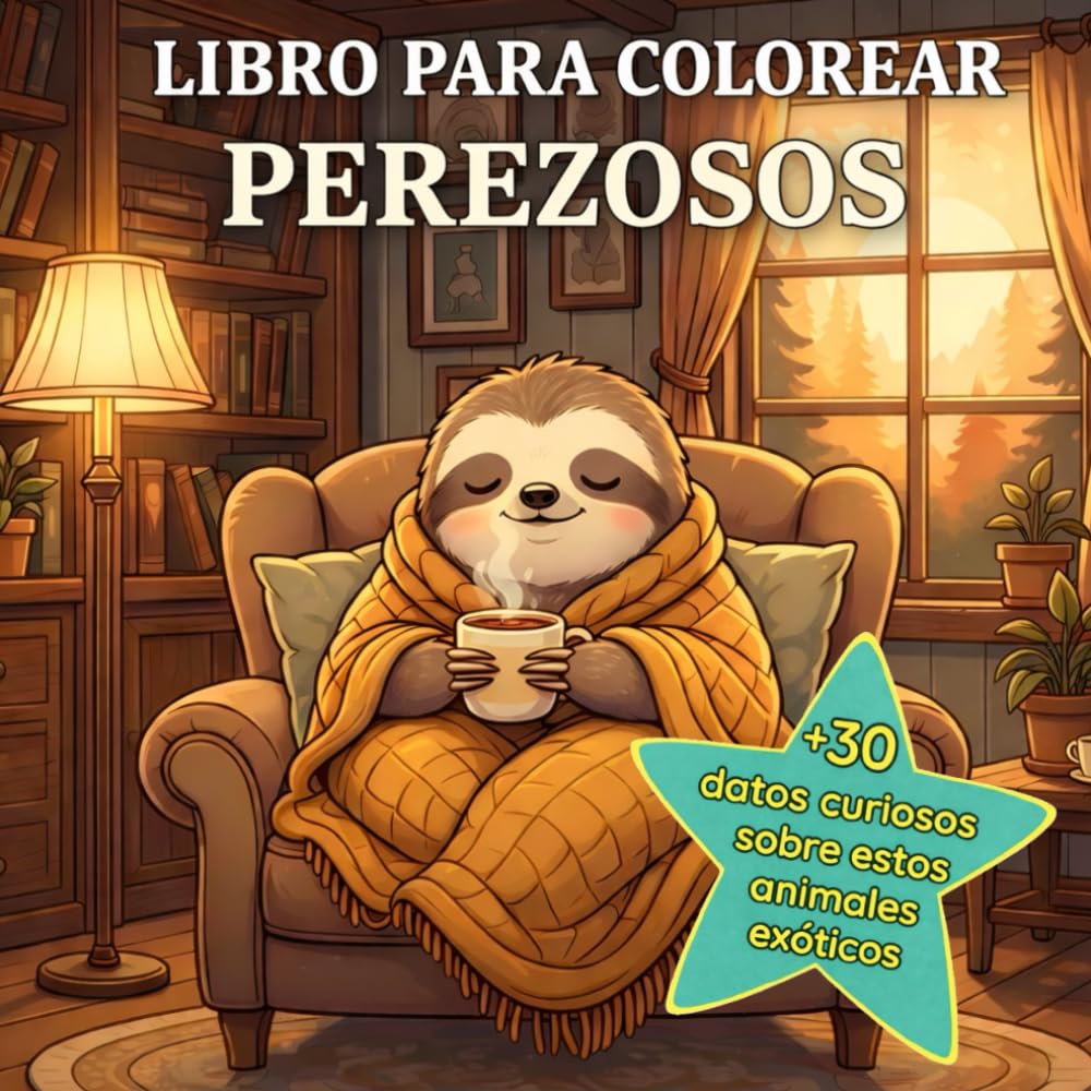 Libro para colorear PEREZOSOS: 25 datos curiosos sobre este exótico animal | Libro adorable para niños | Estilo kawaii (Libros de PEREZOSOS para niños )