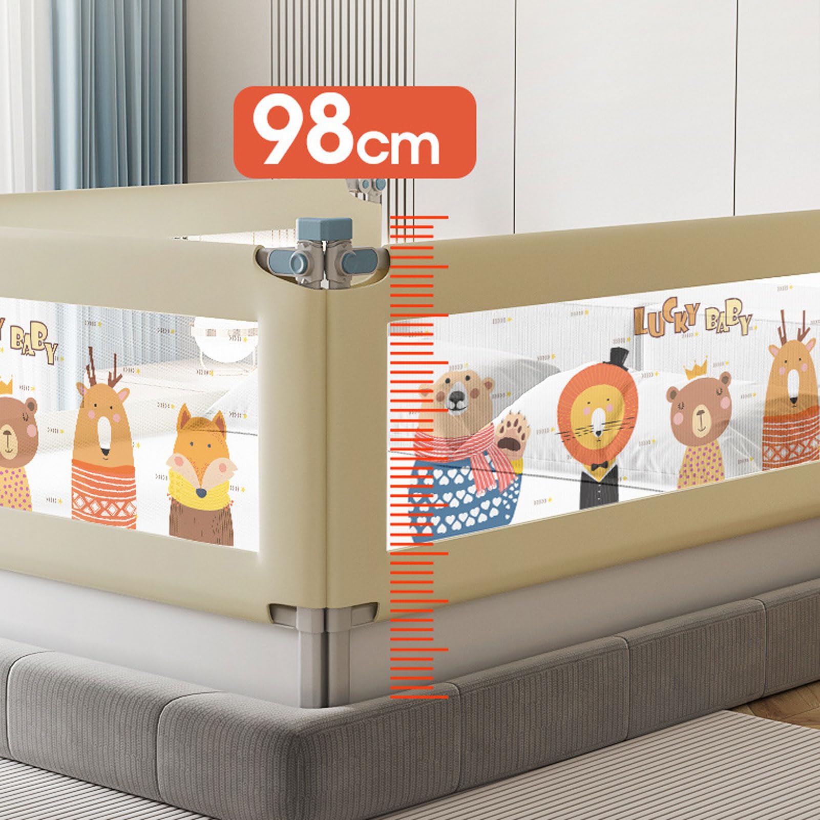Barandillas de Seguridad para Cama Infantil, Protector de barandilla para Cuna, 28 Niveles de Ajuste de Altura, barandilla de Seguridad para Cama Infantil con Malla Transpirable y