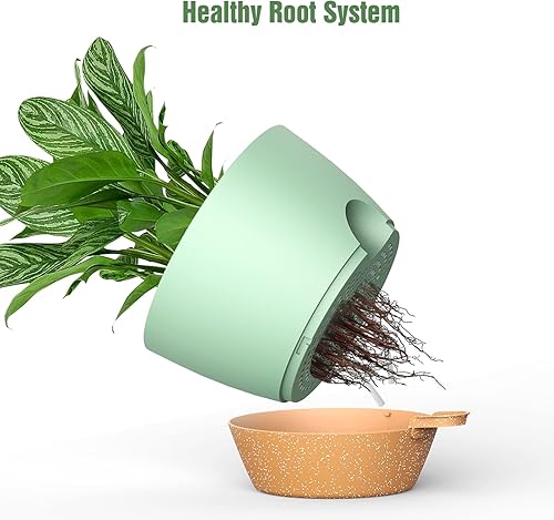 Miniatura 6 de WOUSIWER 10 inch Self Watering Planters, 2 Pack Large Plastic Plant Pots with Deep Reservior and High Drainage Holes for Indoor Outdoor Plants and