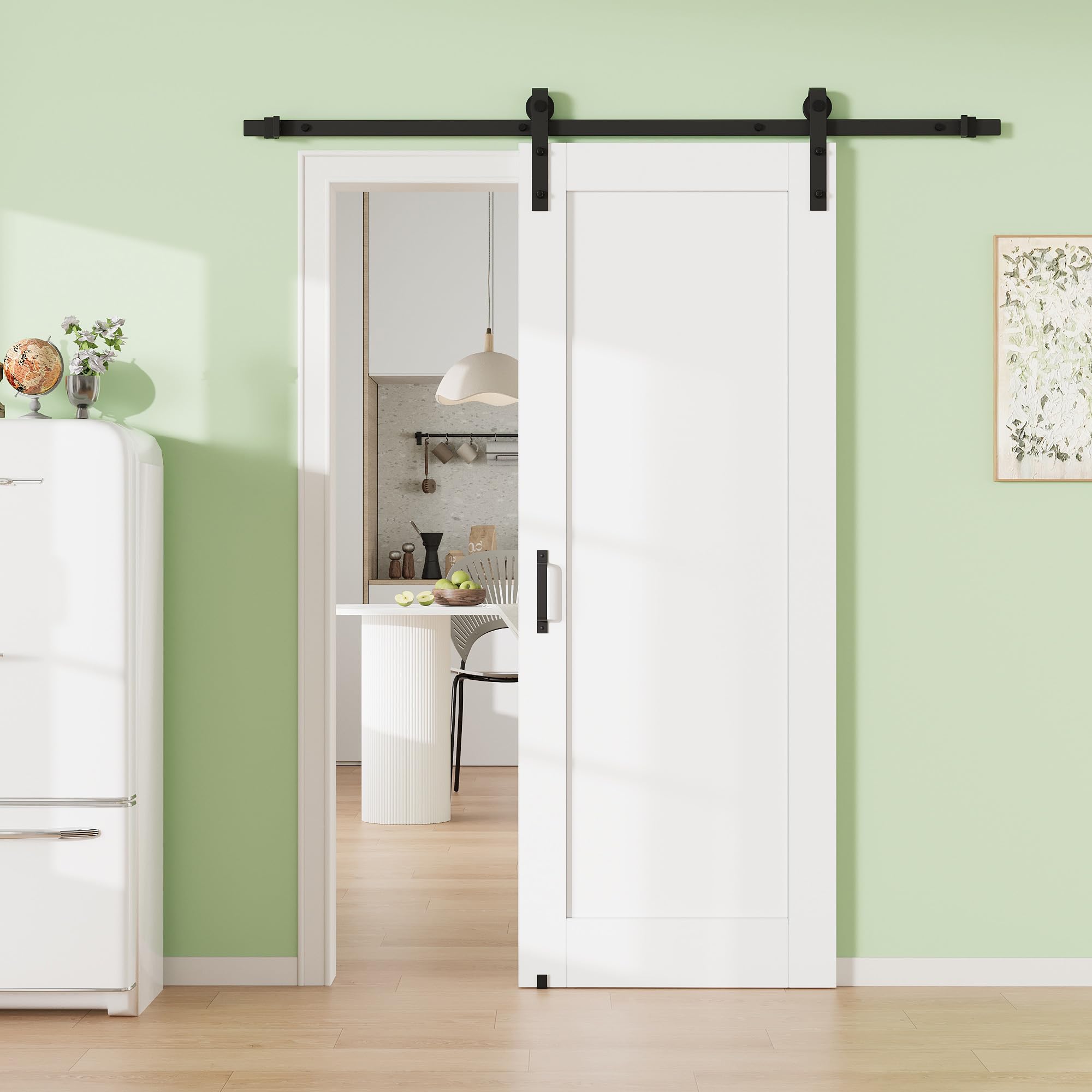 32" x 80" 1-Panel Solid Core MDF Panel Barn Door with 72" Cuttable Track