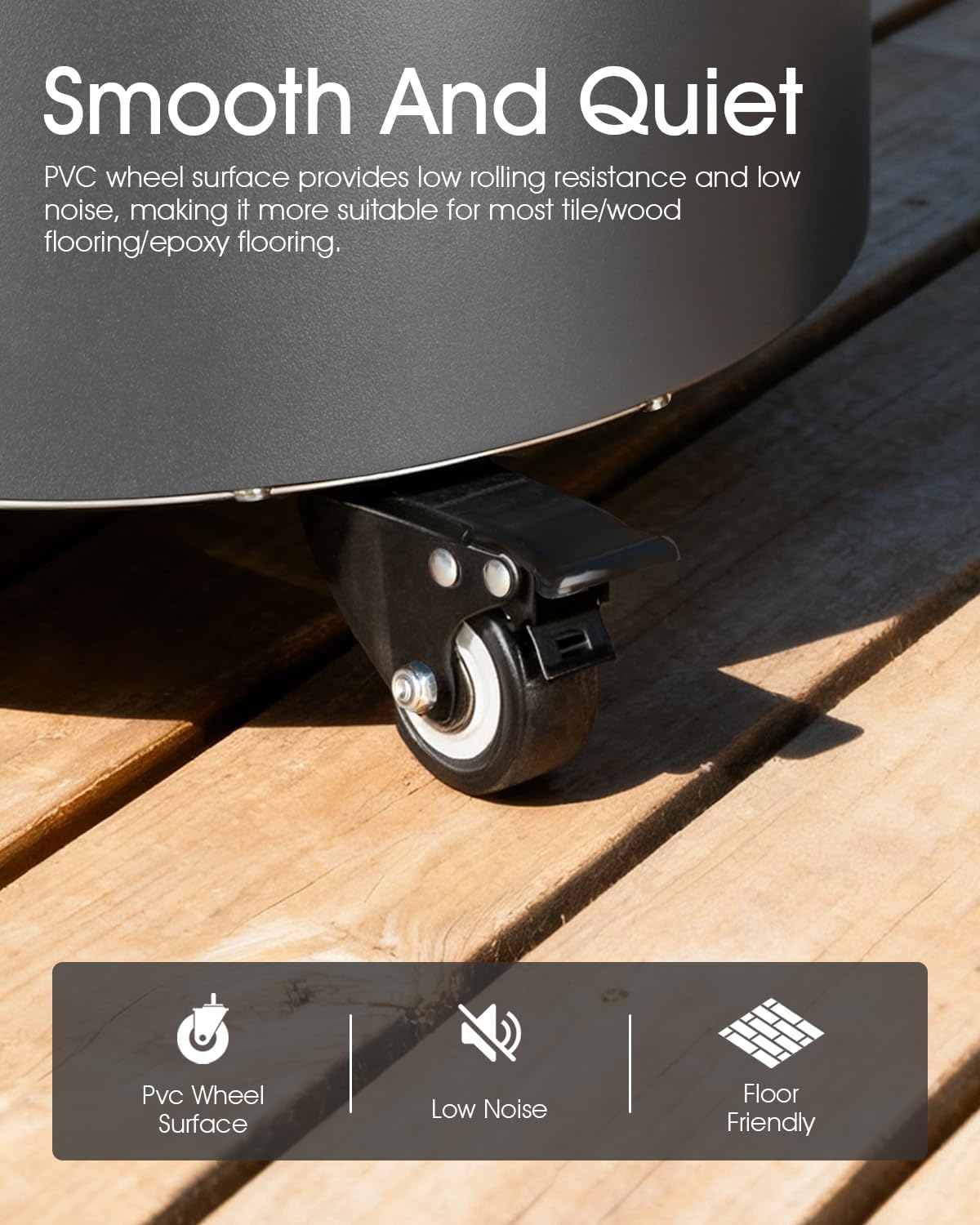 Wheel Kit Compatible with Ninja Fireside360 Outdoor Heater & Fire Pit — 2" Swivel Casters with Wheel Brake — PVC Quiet-Roll Tread — Move & Park on Hard Surfaces — Accessories for Ninja Fireside 360