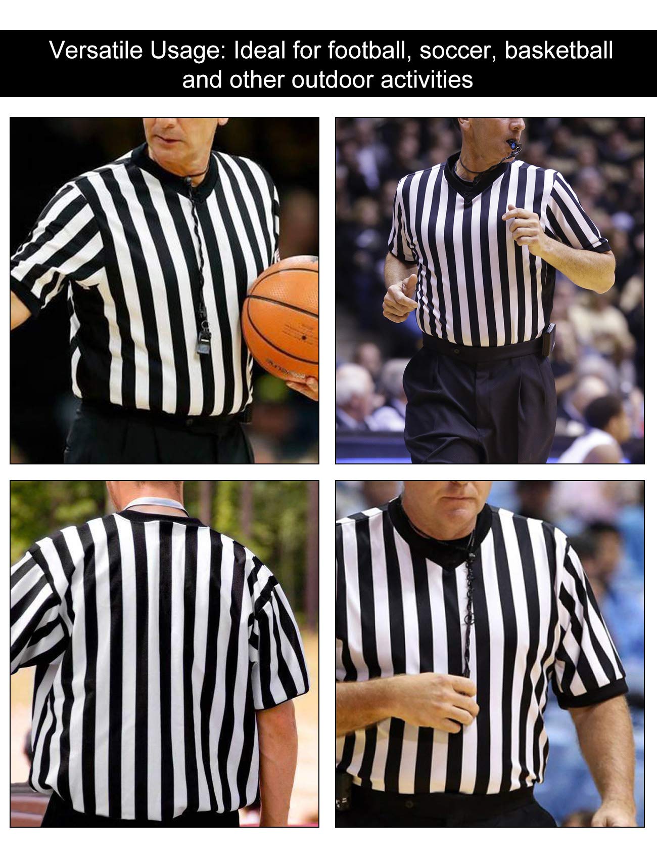 Buy FitsT4 Men's Official Black & White Stripe Referee Shirt/Zipper