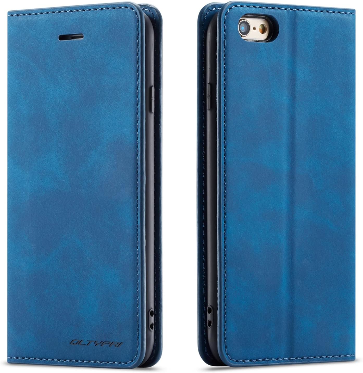 QLTYPRI Case for iPhone 6 iPhone 6S, Premium PU Leather Cover TPU Bumper with Card Holder Kickstand Hidden Magnetic Adsorption Flip Wallet Case Cover - Blue