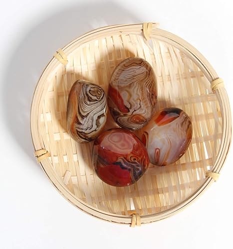 Miniatura 4 de Orientrea Piedra de sardonyx - 4 piezas de piedra de palma de ágata sardonyx de bolsillo, cristal curativo de sardonyx suave y piedras de