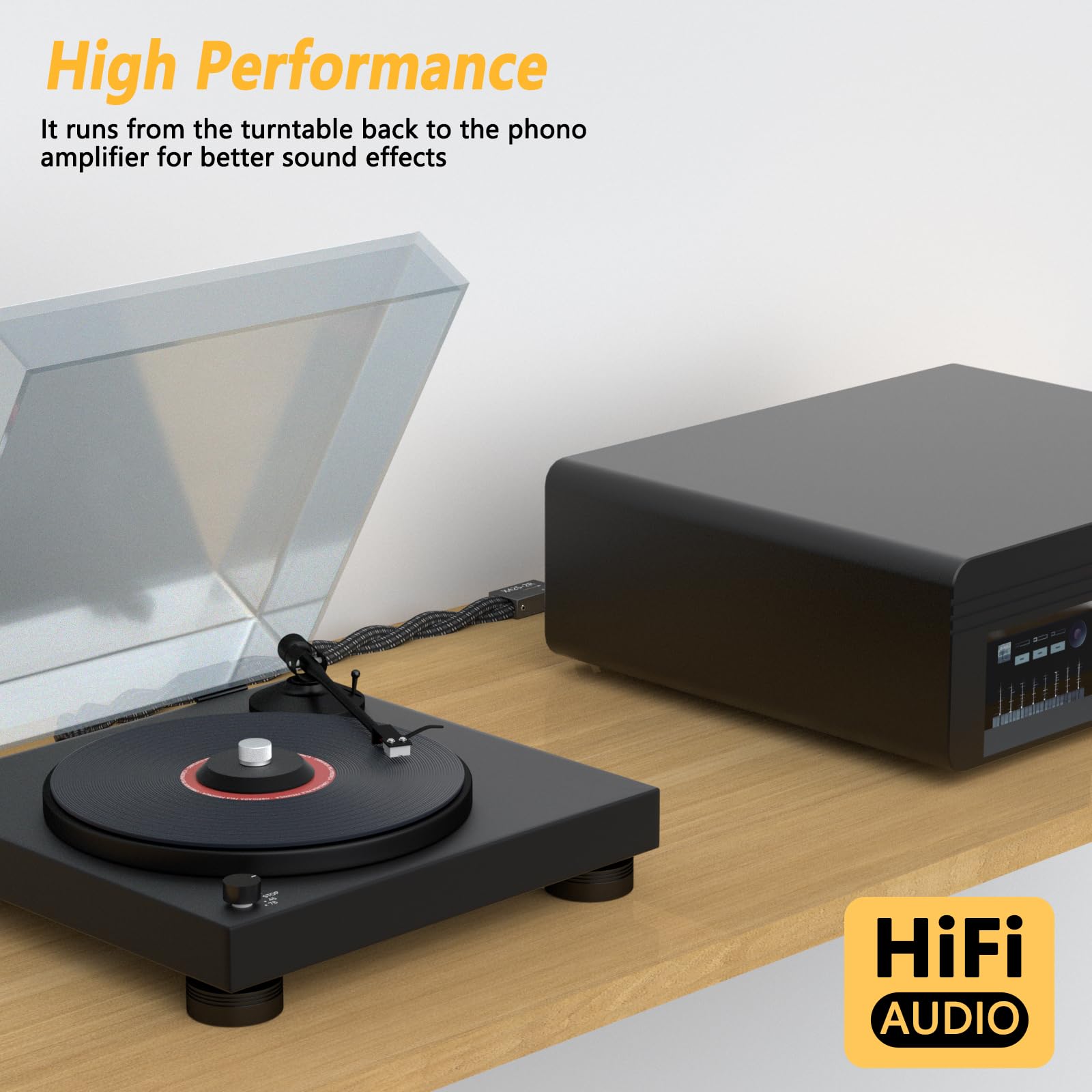 Preffair Cavo per giradischi con filo di messa a terra, cavo RCA placcato oro, doppio cavo di interconnessione RCA stereo per preamplificatore, giradischi, amplificatore (X425-2R, 0,9 m)