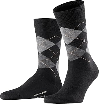 Burlington Men's Edinburgh Socks Breathable Climate-Regulating Odour-Neutralising Wool Argyle Pattern Flat Seam For Pressure-Free Toes Warm For Everyday Wear Business Looks 1 Pair
