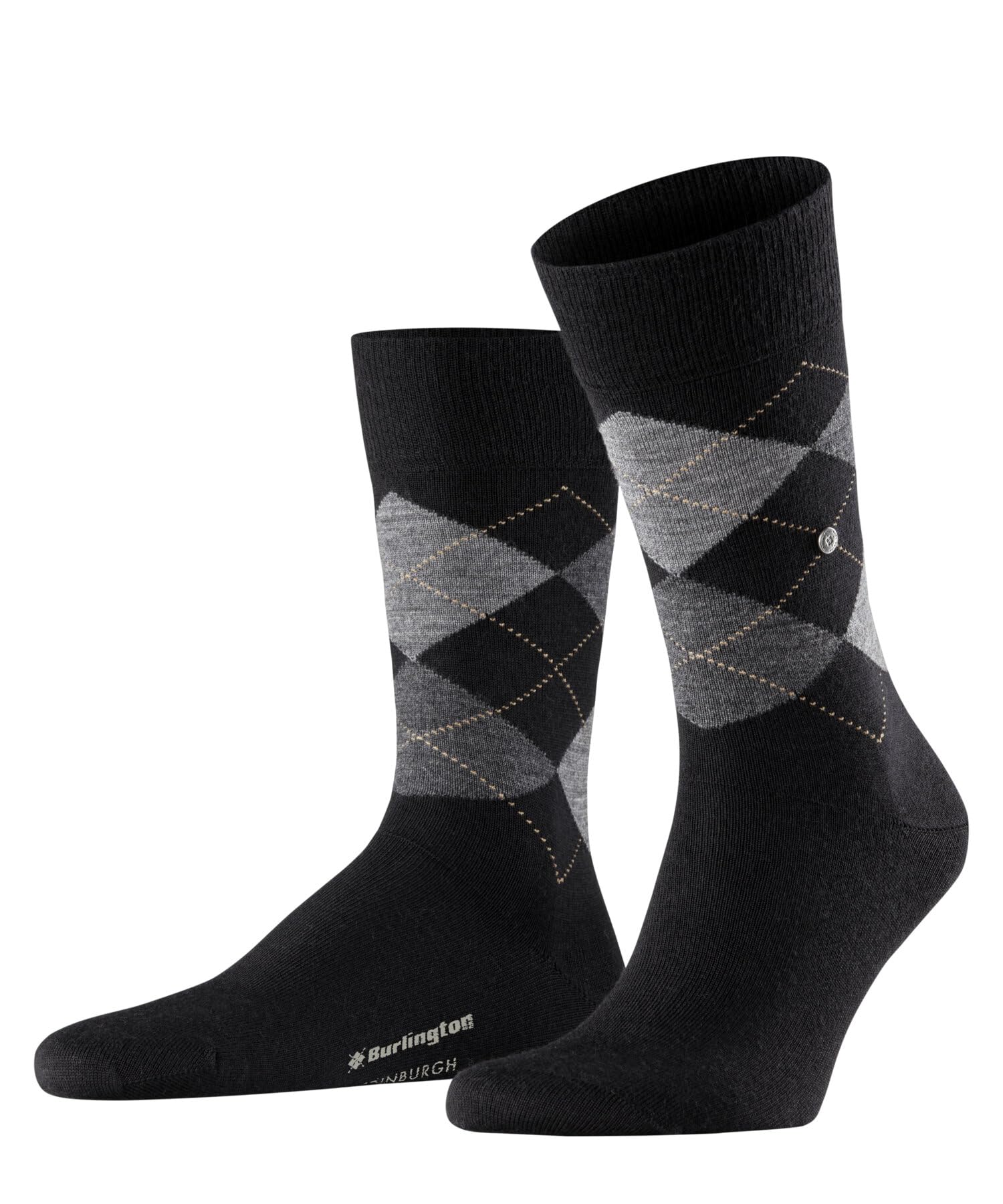 Burlington Men's Black 3000 Edinburgh M So Wool Patterned 1 Pair Socks, 6.5-11