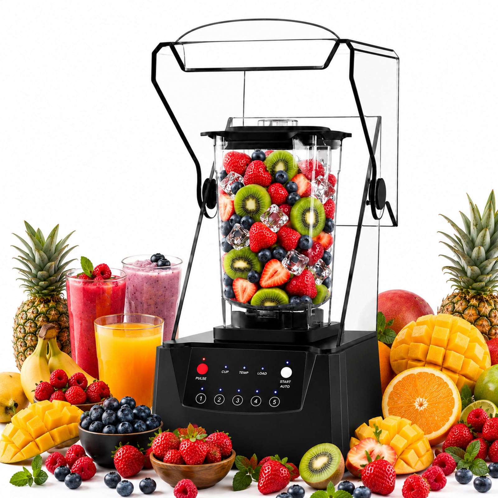 SHUMIAO Commercial Beverage Blender, 2200W, 17,000 RPM, 2L Jar, 5 Presets