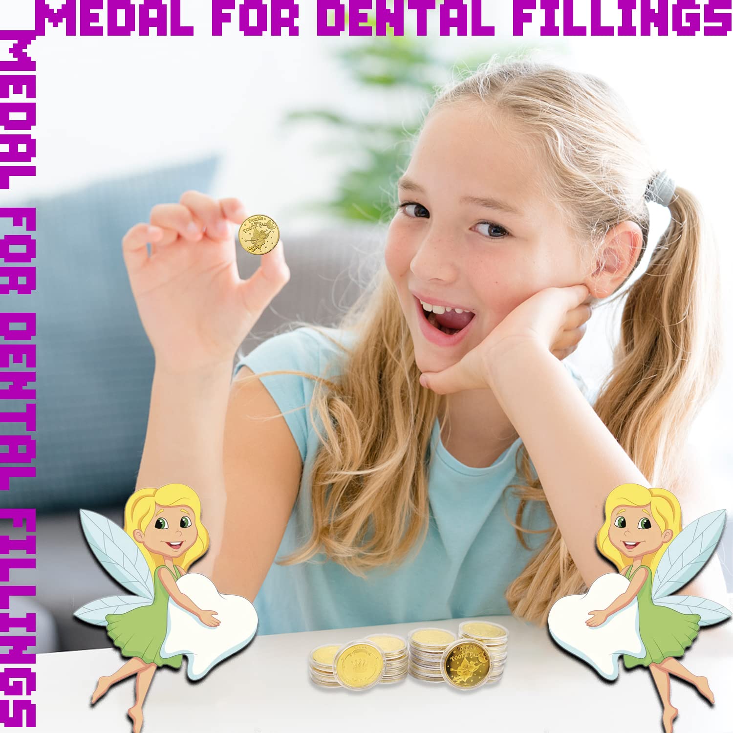 2 Monete Fatina Dei Denti In Lega Di Zinco - Regalo Per Bambini, Souvenir Per Dente Perso, Colore Oro - Foto 8