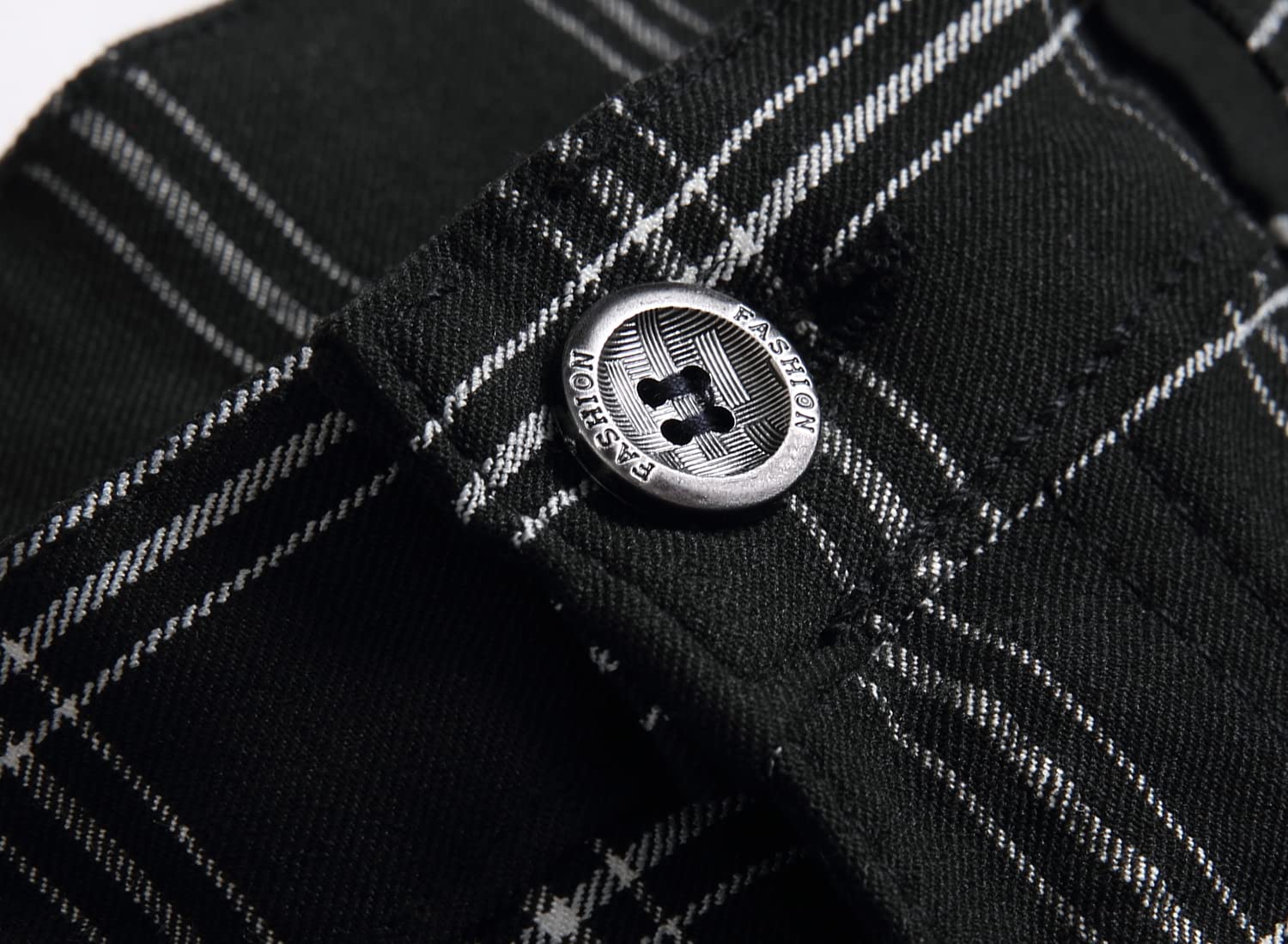 NOVOCCT Plaid Panst da uomo, pantaloni skinny da uomo, elasticizzati, slim fit, stile casual da lavoro, pantaloni chino da uomo, Plaid nero., 42