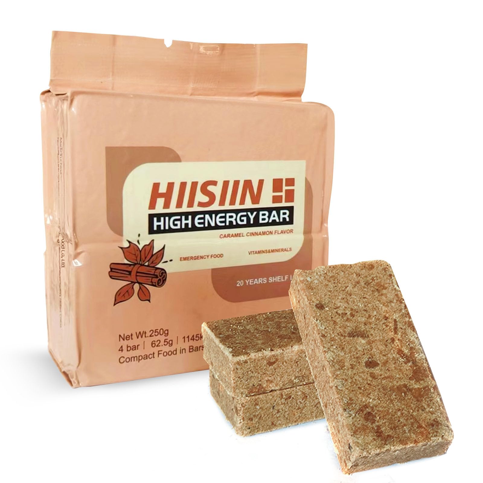 Emergency Food Supply 1 Pack,Caramel Cinnamon Flavor High Energy Bar Biscuit 20 Years Shelf Life,Meals Military 2025 Rations Survival Food,Compact Emergency Food Ration Bars for Outdoor Camping Hiking Disaster