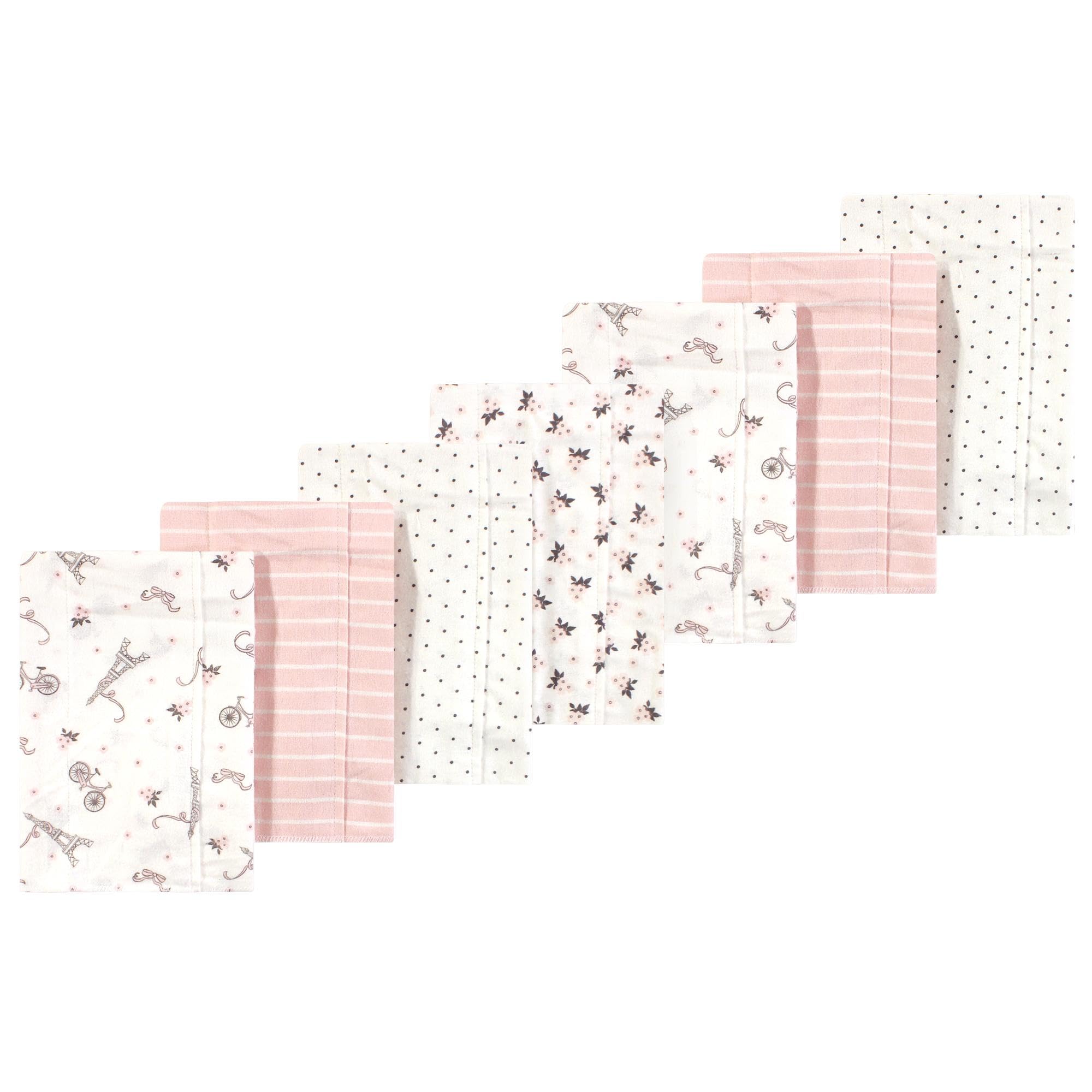 Luvable Friends Hudson Baby Flannel Burp Cloths 7pk, Eiffel Pink
