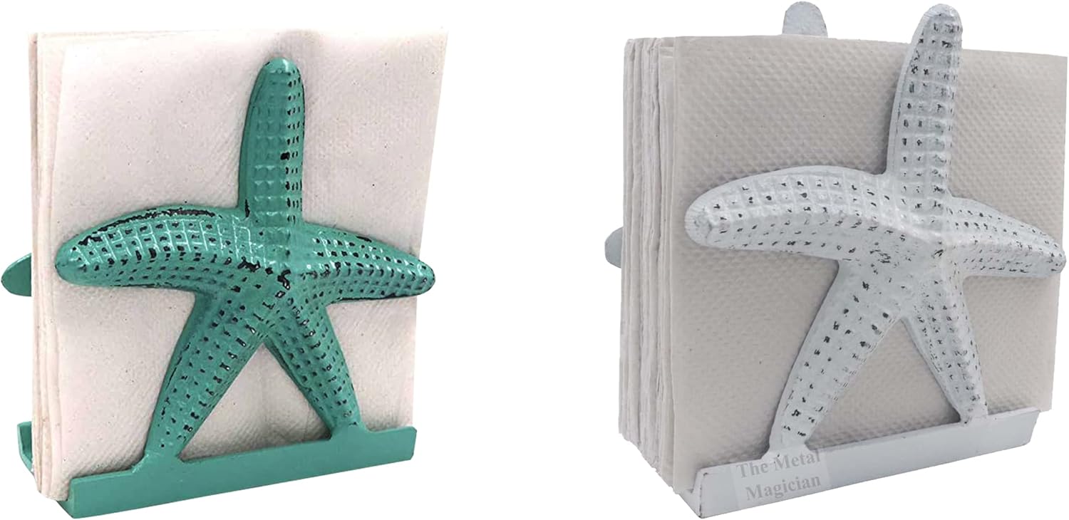Nautical Starfish Lunch/Dinner/Metal/Kitchen Napkin/Beverage Cocktail/Ocean/Napkin Holder Distress Green & Nautical Starfish Lunch/Dinner/Metal/Kitchen Napkin/Beverage Cocktail/Ocean/Napkin Holder Dis
