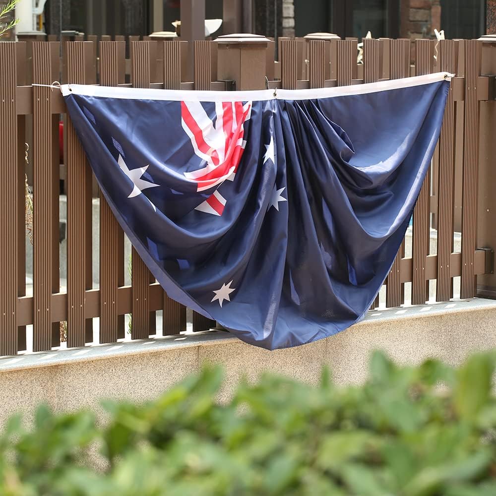 Australia Australian Pleated Fan Flag Bunting 3 x 6 Ft Australia Pleated 2 Pcs Fan Flag Banner Indoor/Outdoor/Front Porch Decorations