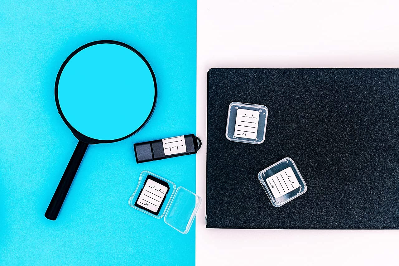 (120 sztuk) naklejka na kartę pamięci SD/naklejki na pendrive z 6 bezpłatnymi etui na karty SD i pojemnikiem - [do zapisywania i zdejmowania]