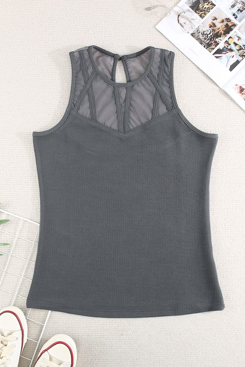 Canotte sexy da donna in maglia trasparente girocollo senza maniche gilet estivo camicia top