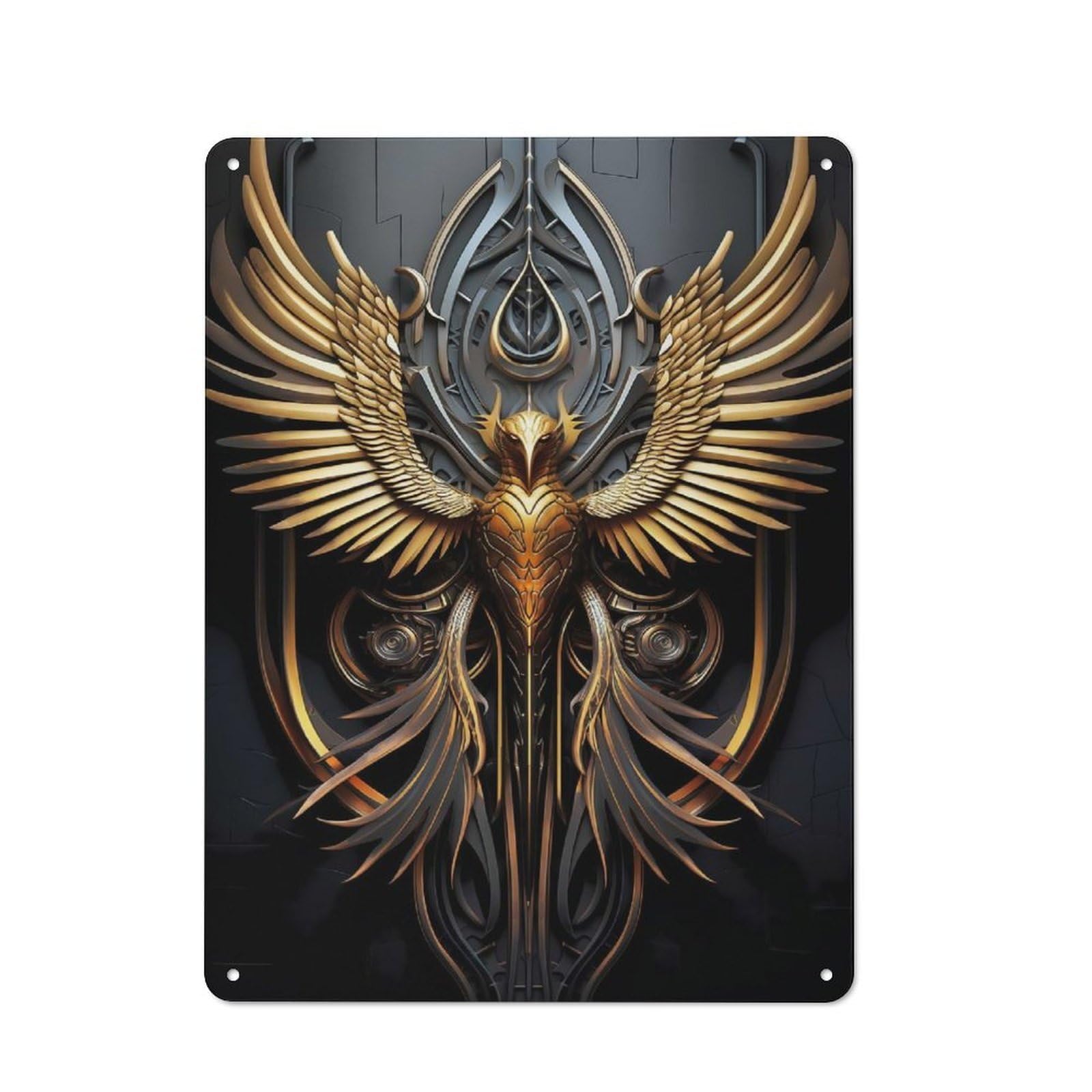 Junmoney Style-3 Tin Wall Plaque 40X30cm With God Egypt Phoenix For Pub Or Café, For Hospitality Wall Decor Collectors