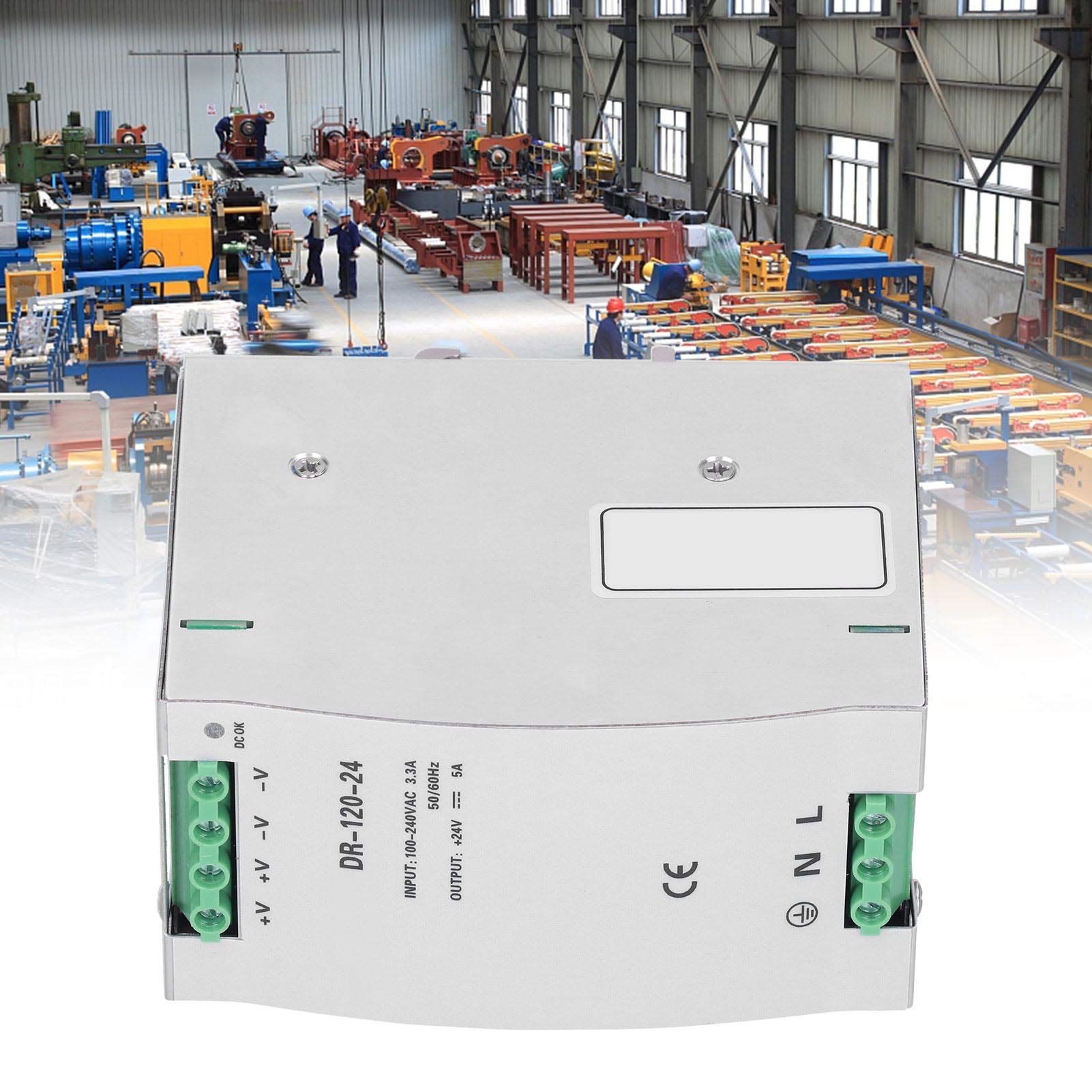 Zasilacz na szynę DIN, zasilacz impulsowy na szynę DIN BERM 24V5A 120W Adapter do sterownika Napięcie Sprzęt DR‑120-24 Pasuje do laboratorium, szkoły, domu, naprawy elektroniki DIY