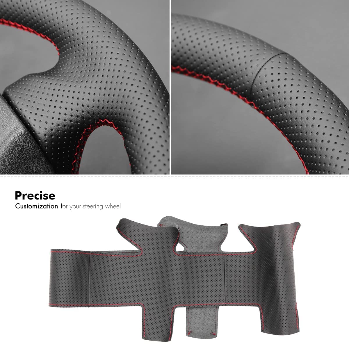 MEWANT Funda para volante de cuero auténtico para Peugeot 206 2001-2009 / Peugeot 207 / Citroen C2 / 206 Funda para volante
