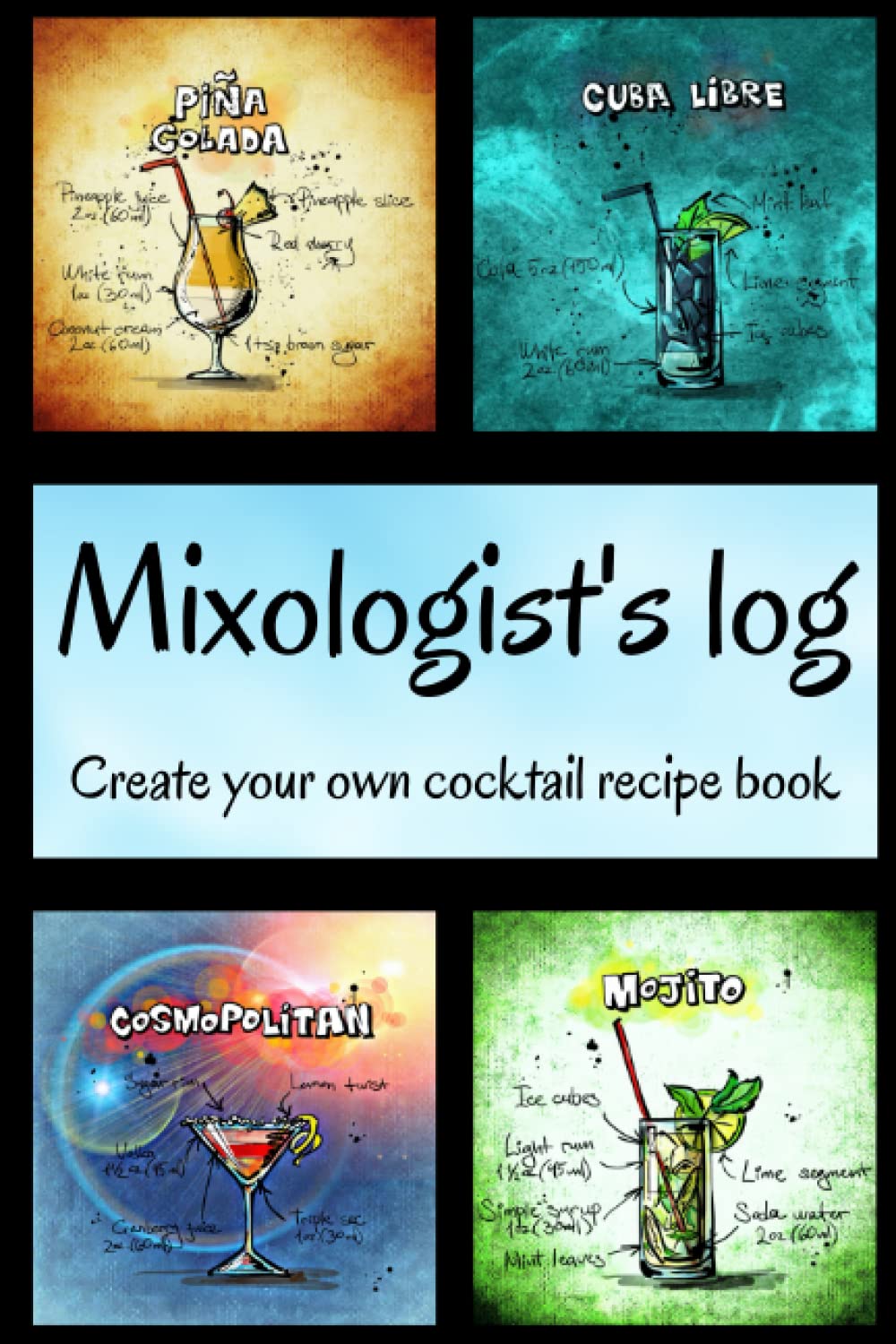 Mixologist’s Log - Create Your Own Cocktail Recipe Book: Cocktail Recipes Blank Journal For Mixed Drinks To Create, Fill In And Organize 100 Favorite Beverages, Bartender Book And Liquor Diary