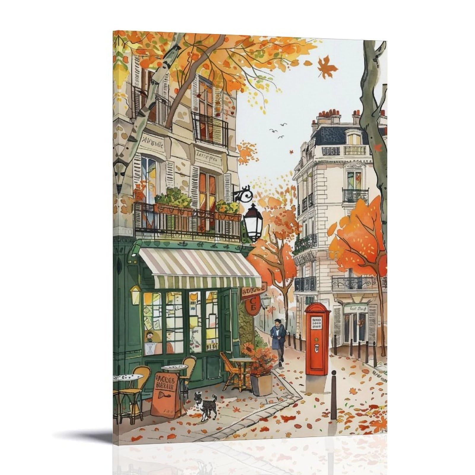 WHOUHJYE Autumn Paris 01 Poster Wall Art Canvas Vintage Aesthetic Painting Decor for Rooms 20x30inch Frame-style