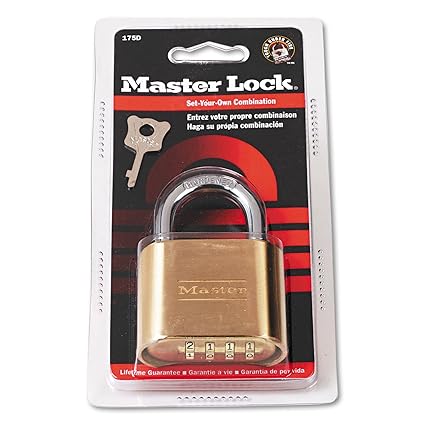 Master Lock 175D Resettable Combination Padlock, 2-Inch Wide, Brass