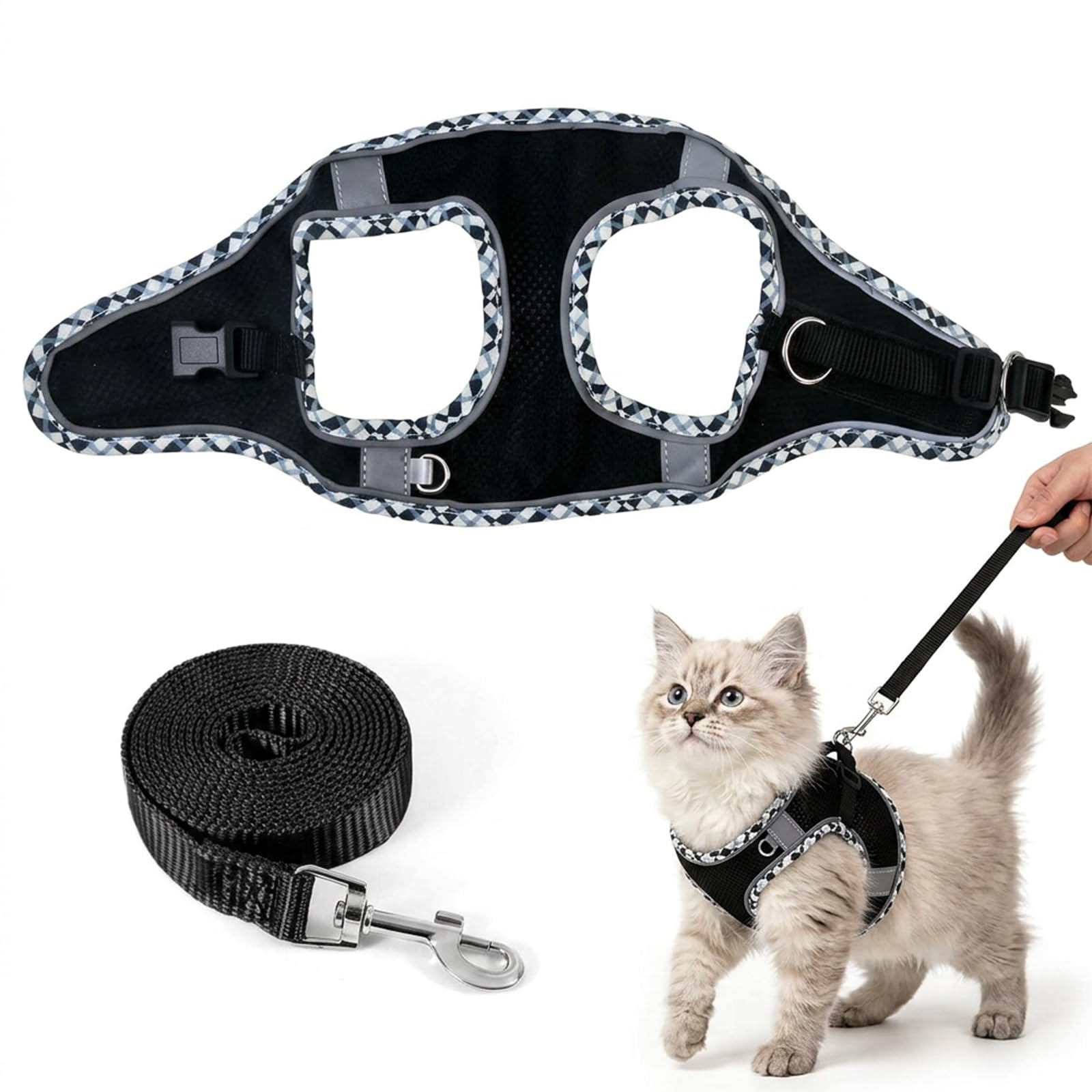 Kitten Harness and Lead Set, Adjustable cat harness and lead for Outdoor, S
