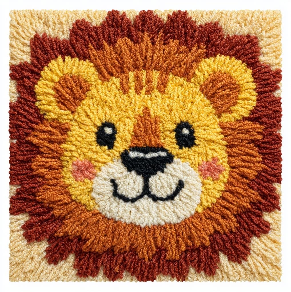 AxiangziK Latch Hook Kits for Adults,Animal cub Latch Hook Pillow Kits,17x17in Crochet Yarn Kit for Beginners,DIY Needlework Crafts Cover Case with Printed Canvas