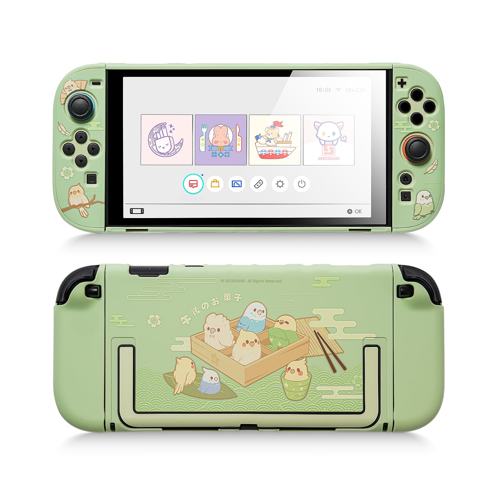GeekShare Schutzhülle kompatibel mit Switch 2, schlanke, dockbare PC-Abdeckung für Switch 2 Konsole und Spielkonsole – Kleine Papageien