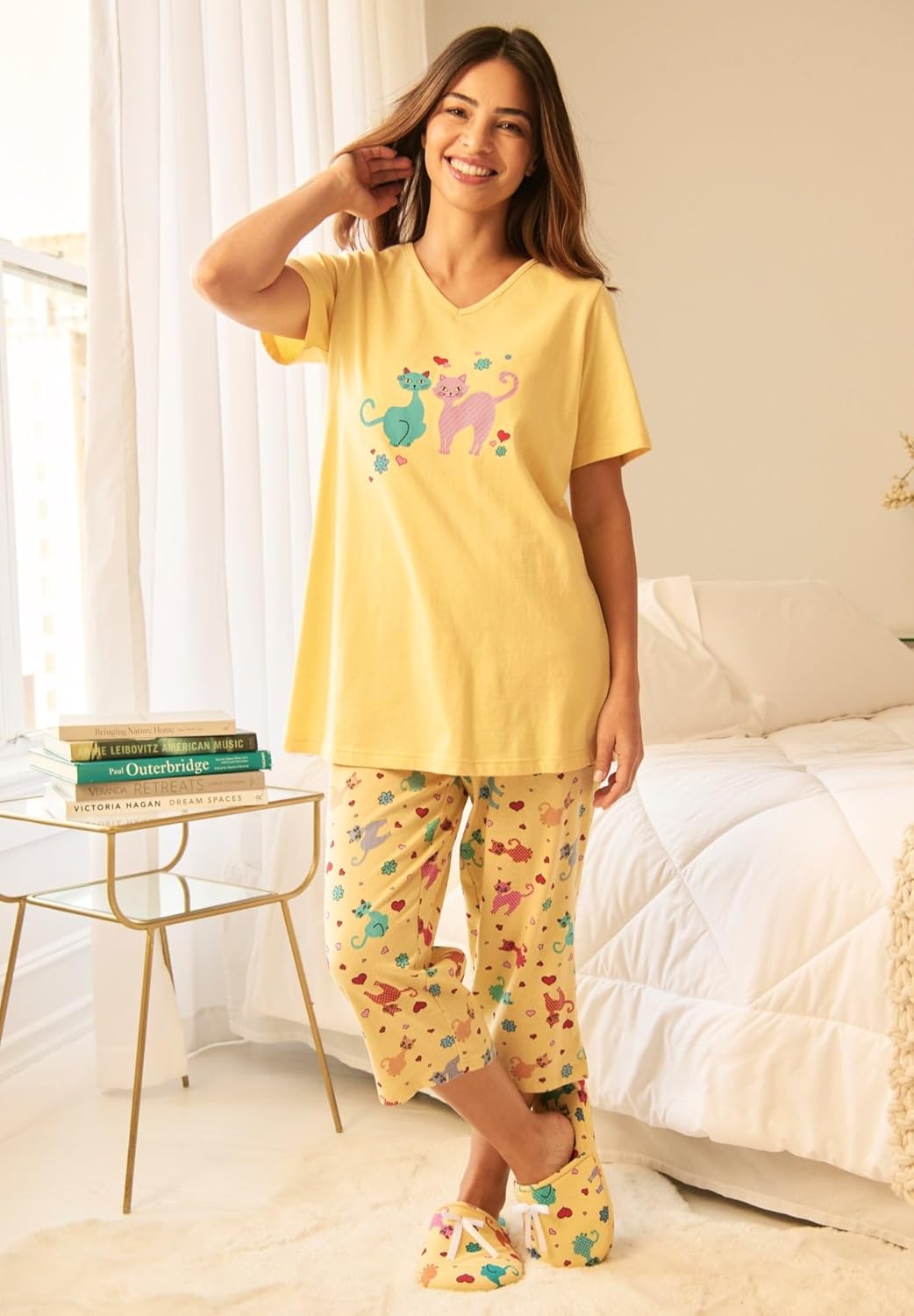 Dreams & Co. Plus Size 2-Piece Capri PJ Set