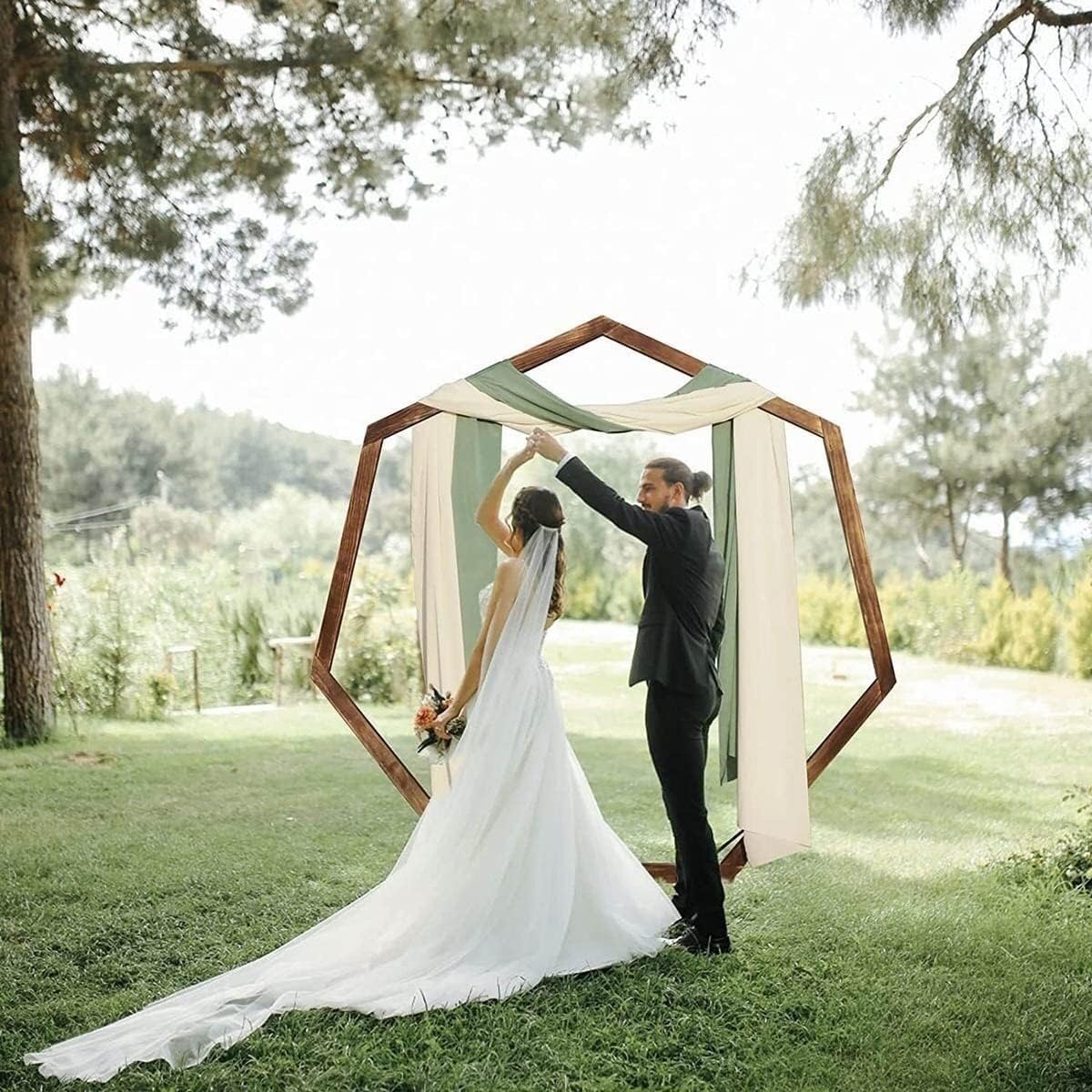 Hochzeitsbogen Hochzeitsbogen aus Holz, Hochzeitspavillon, siebeneckiger Hochzeitsbogen aus Holz, Gartenhochzeit, Geburtstagsparty-Holzkulissen