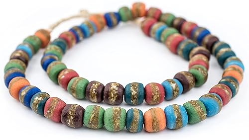 Miniatura 3 de Cuentas africanas de Kente, hilo completo de cuentas de vidrio Krobo, The Bead Chest (Medley)