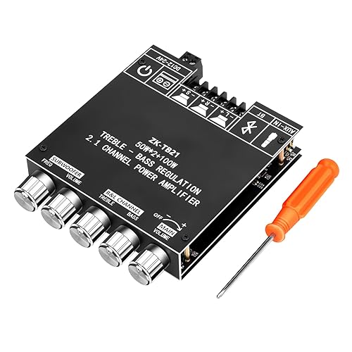 Miniatura 11 de ZK-1002T Placa amplificadora Bluetooth, placa amplificadora de 100W+100W de 2.0 canales con control de agudos/graves, DC 12-24V, entradas Bluetooth